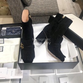 Gucci Autumn Winter Classic Black Thick Heel Tassel Boots