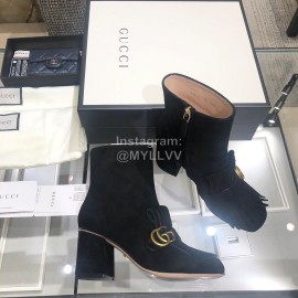 Gucci Autumn Winter Classic Black Thick Heel Tassel Boots