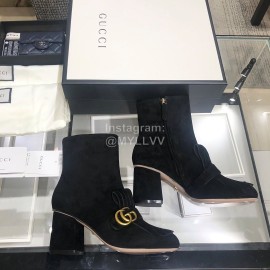 Gucci Autumn Winter Classic Black Thick Heel Tassel Boots