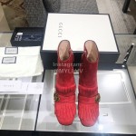Gucci Autumn Winter Classic Thick Heel Tassel Boots Red