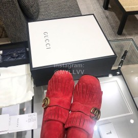 Gucci Autumn Winter Classic Thick Heel Tassel Boots Red