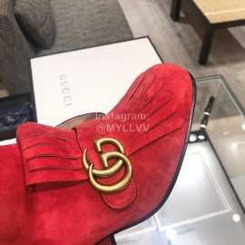 Gucci Autumn Winter Classic Thick Heel Tassel Boots Red