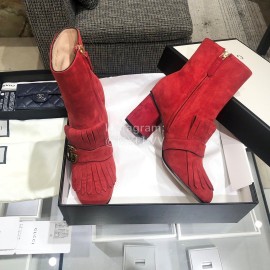 Gucci Autumn Winter Classic Thick Heel Tassel Boots Red