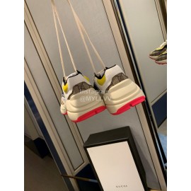 Gucci Water Dyed Calf Jacquard Stitched Printed Leather Sneakers Yellow