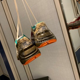 Gucci Water Dyed Calf Jacquard Stitched Printed Leather Sneakers Red