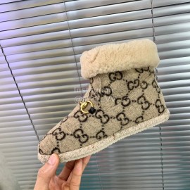 Gucci Winter Warm Lamb Wool Boots For Men And Women Coffee