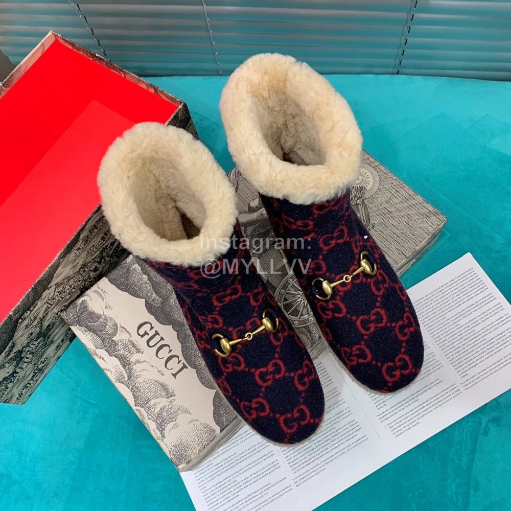 Gucci Winter Warm Lamb Wool Boots For Men And Women Red