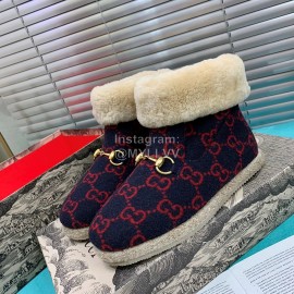 Gucci Winter Warm Lamb Wool Boots For Men And Women Red