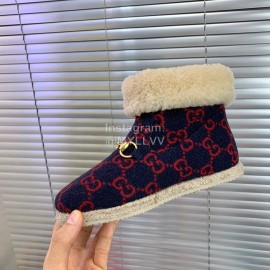 Gucci Winter Warm Lamb Wool Boots For Men And Women Red