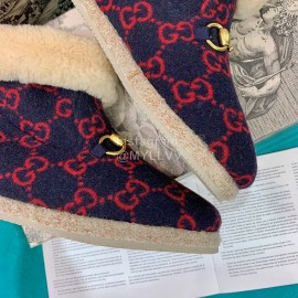 Gucci Winter Warm Lamb Wool Boots For Men And Women Red