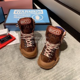 Gucci Brown Leather Water Drill Climbing Shoes For Women