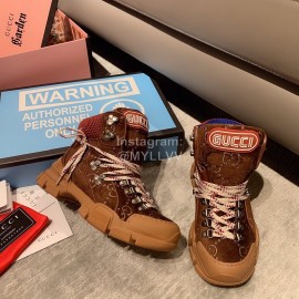 Gucci Brown Leather Water Drill Climbing Shoes For Women