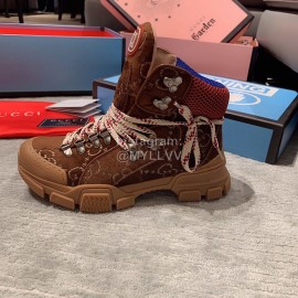 Gucci Brown Leather Water Drill Climbing Shoes For Women