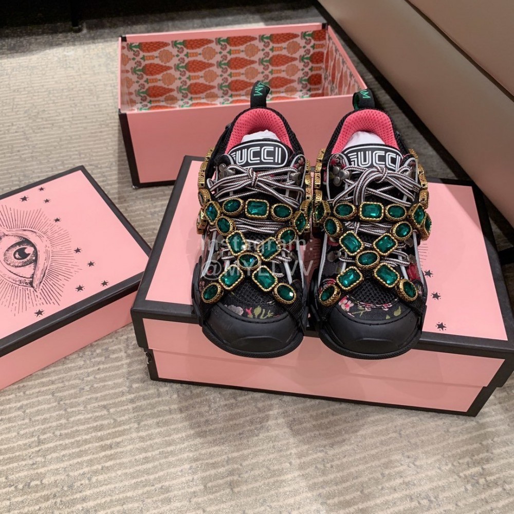 Gucci Black Leather Water Drill Climbing Shoes For Women