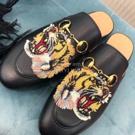 Gucci Classic Embroidered Cow Leather Buckle Sandals For Women