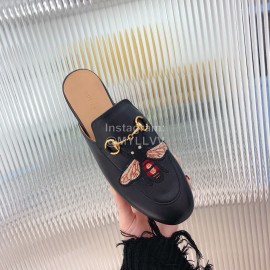 Gucci Classic Embroidered Cow Leather Buckle Sandals For Women Black