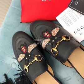 Gucci Classic Embroidered Cow Leather Buckle Sandals For Women Black