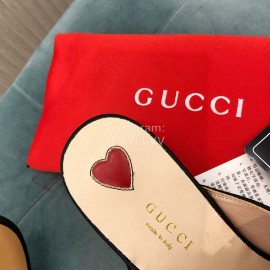 Gucci Classic Embroidered Black Cow Leather Buckle Sandals For Women