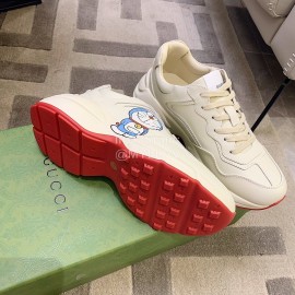 Gucci Co Branded Doraemon Leather Sneakers For Men And Women