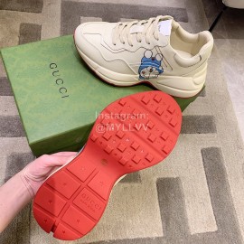 Gucci Co Branded Doraemon Leather Sneakers For Men And Women