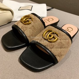 Gucci Classic Gg Button Calf Slippers For Women Brown
