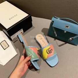 Gucci Classic Gg Button Calf Slippers For Women Blue