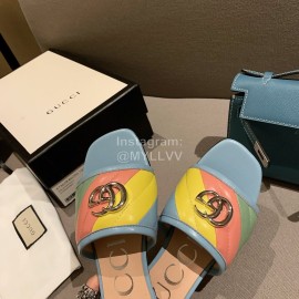 Gucci Classic Gg Button Calf Slippers For Women Blue