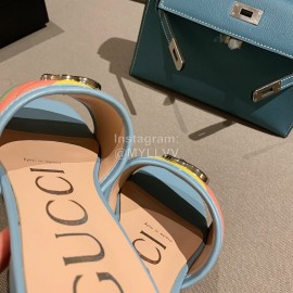 Gucci Classic Gg Button Calf Slippers For Women Blue