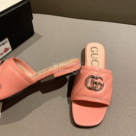 Gucci Classic Gg Button Calf Slippers For Women Pink