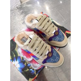 Gucci Winter Lamb Wool Casual Sneakers For Men And Women Blue