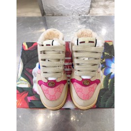 Gucci Winter Lamb Wool Casual Sneakers For Men And Women Pink
