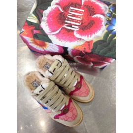 Gucci Winter Lamb Wool Casual Sneakers For Men And Women Pink