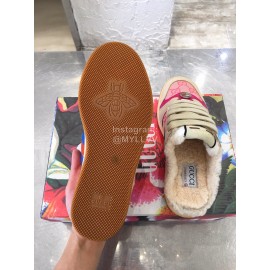 Gucci Winter Lamb Wool Casual Sneakers For Men And Women Pink