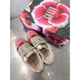 Gucci Winter Lamb Wool Casual Sneakers For Men And Women Pink