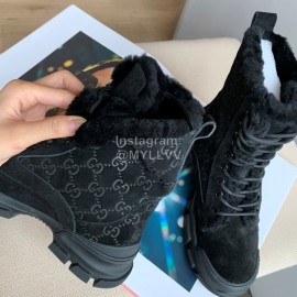 Gucci Winter Black Velvet Boots For Women