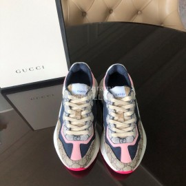 Gucci Classic Printed Leather Satin Sneakers For Women Pink