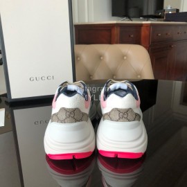 Gucci Classic Printed Leather Satin Sneakers For Women Pink