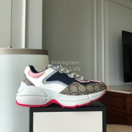 Gucci Classic Printed Leather Satin Sneakers For Women Pink