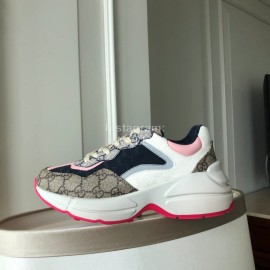 Gucci Classic Printed Leather Satin Sneakers For Women Pink