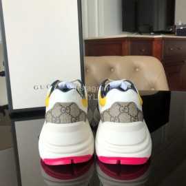 Gucci Classic Printed Leather Satin Sneakers For Women Yellow