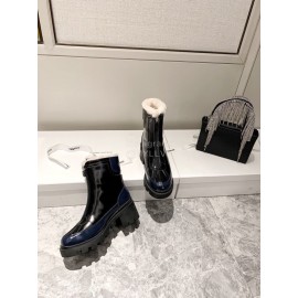 Gucci Autumn Winter New Mid Zipper Patent Leather Boots Black