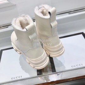 Gucci Winter Leather Retro Martin Boots For Women Beige