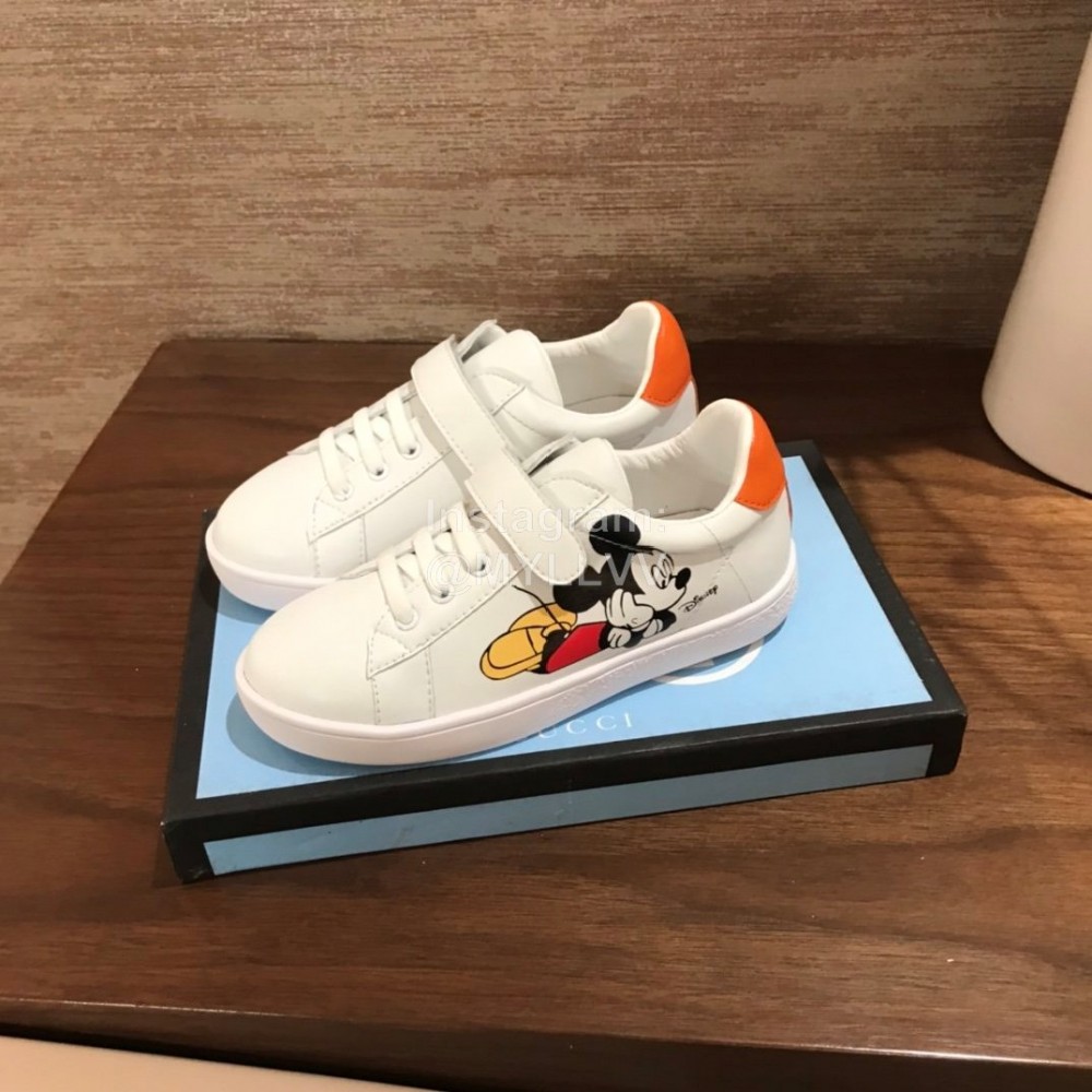 Gucci Co Branded Disney Kids Velcro Casual Shoes White
