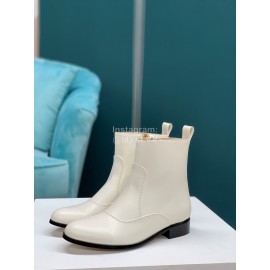 Gucci Bee Embroidered Leather High Heeled Boots White