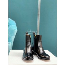 Gucci Bee Embroidered Leather High Heeled Boots Black