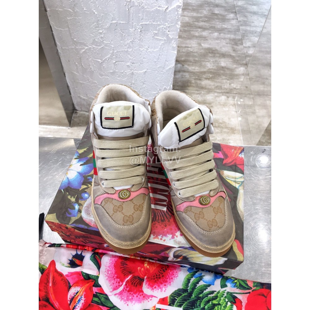 Gucci Winter Warm Wool High Top Sneakers For Men And Women Pink