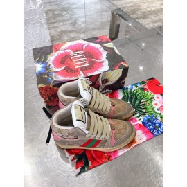 Gucci Winter Warm Wool High Top Sneakers For Men And Women Pink