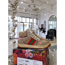 Gucci Winter Warm Wool High Top Sneakers For Men And Women Pink