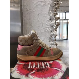 Gucci Winter Warm Wool High Top Sneakers For Men And Women Pink