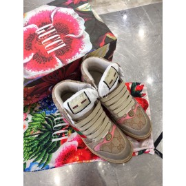 Gucci Winter Warm Wool High Top Sneakers For Men And Women Pink
